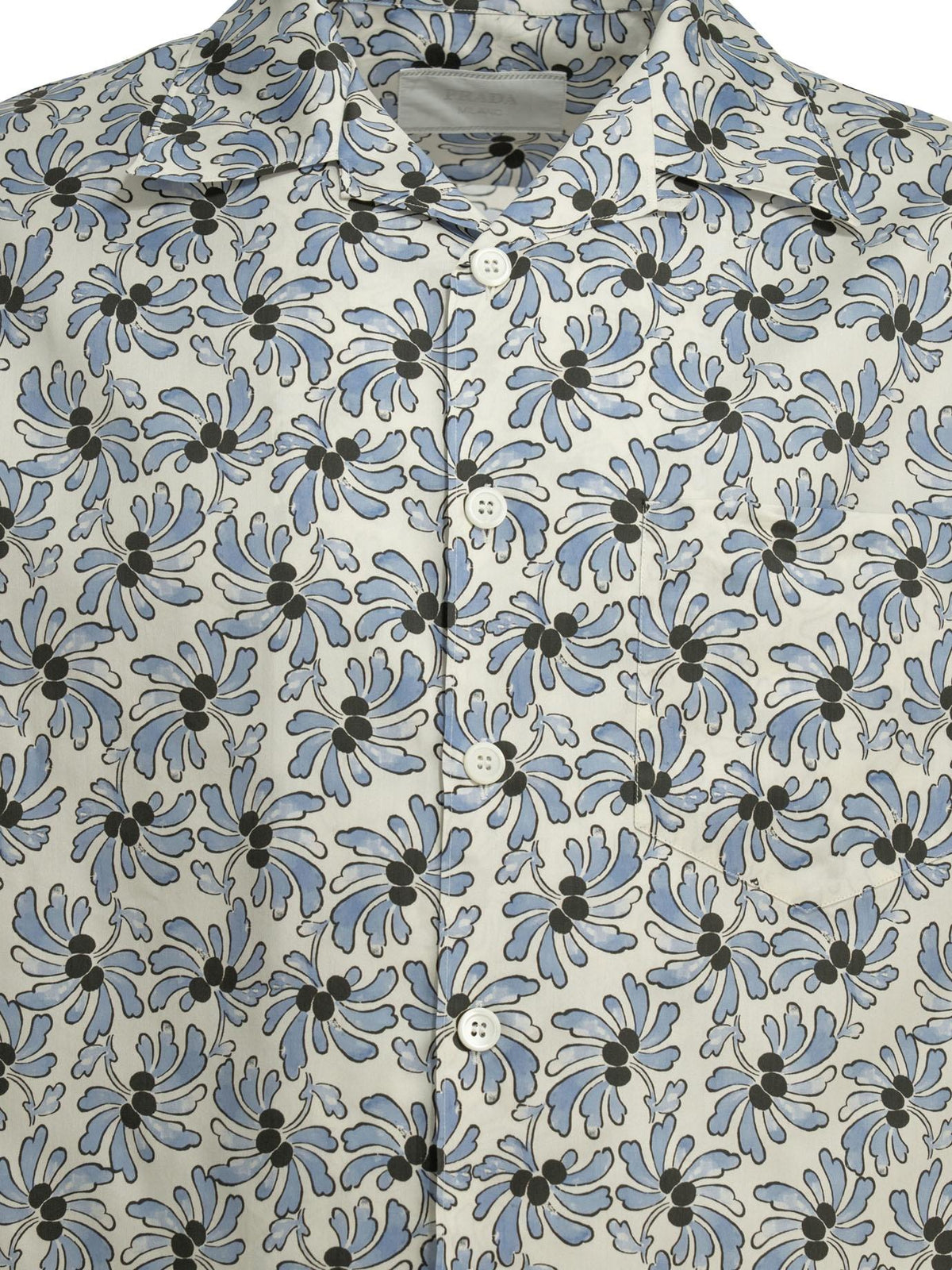 PRADA Black Cotton Short Sleeve Button-Up Shirt