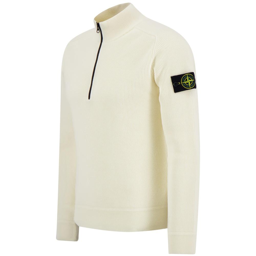 STONE ISLAND Logo Patch Half-Zip Turtleneck Knit Sweater for Men