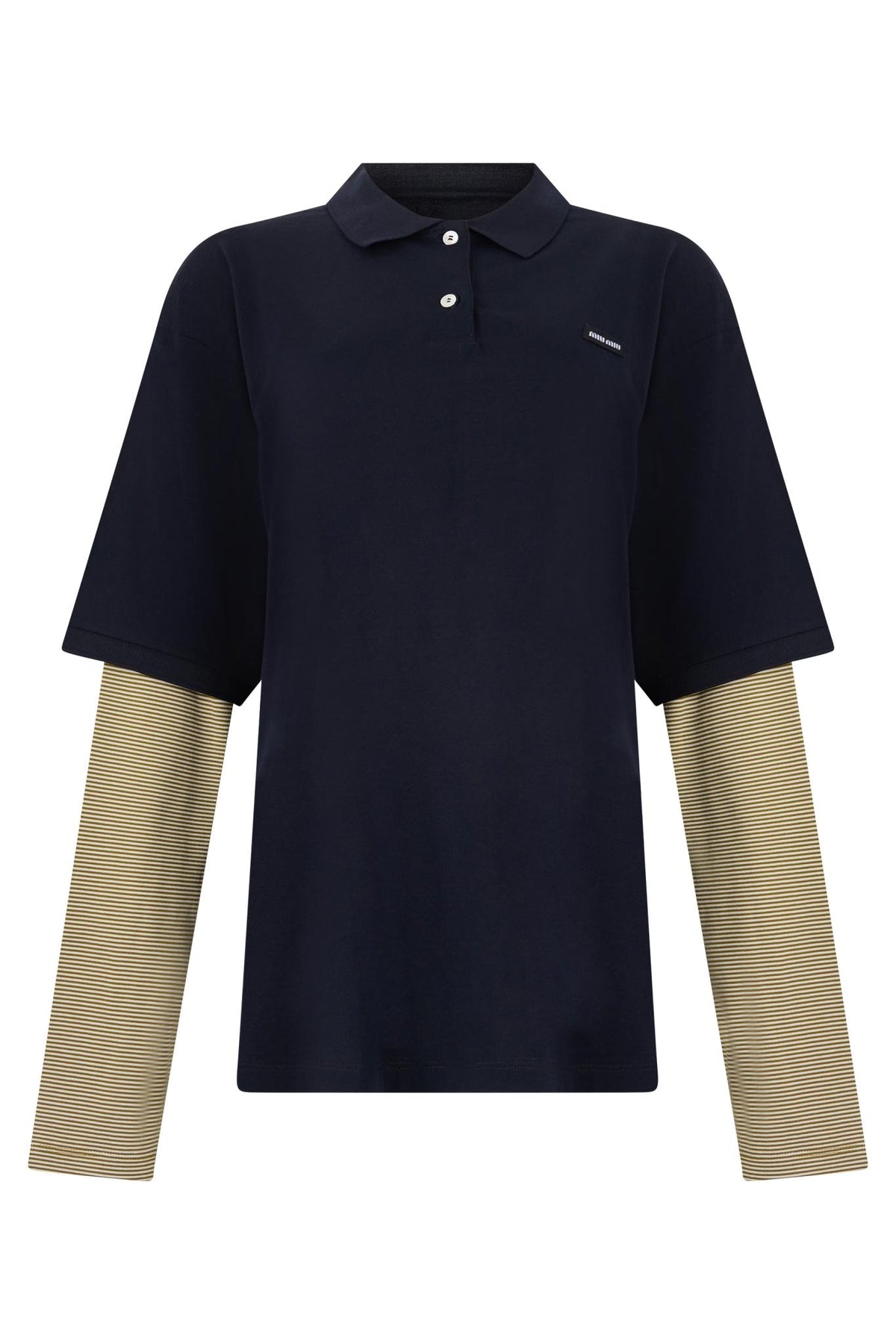 Miu Miu Long Sleeve Polo Shirt Black Cotton Men