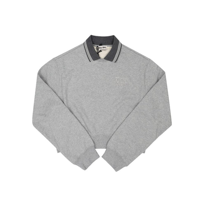 Miu Miu Collar Crop Sweatshirt Women’s Black Cotton Pullover