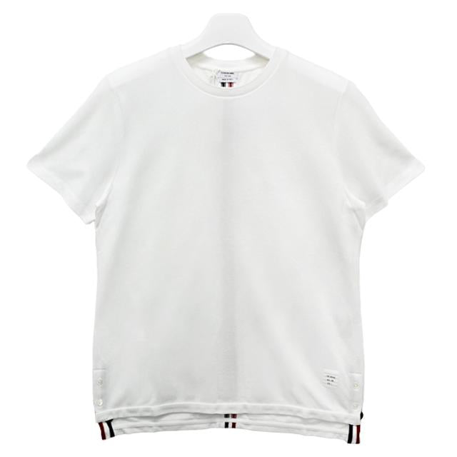 THOM BROWNE Pique Center-Back Tricolor Stripe Relaxed Fit T-Shirt
