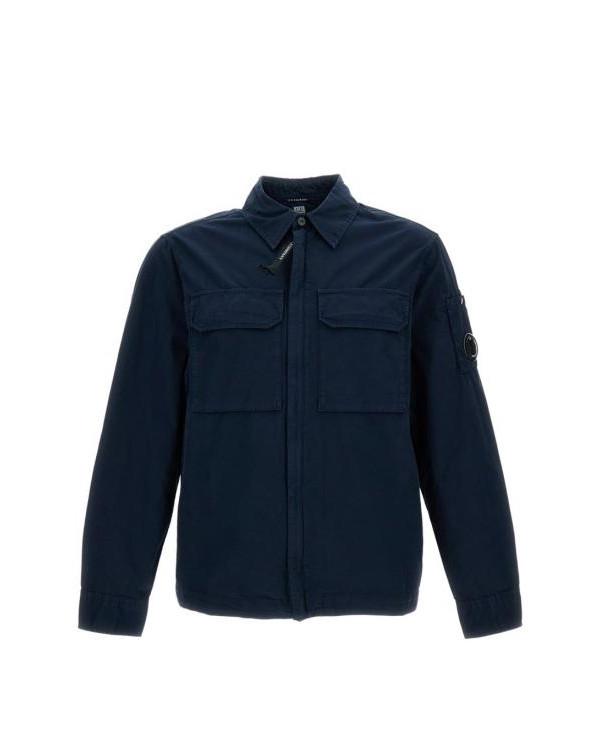 CP Company Gabardine Zip Lens Overshirt Organic Cotton Long Sleeve