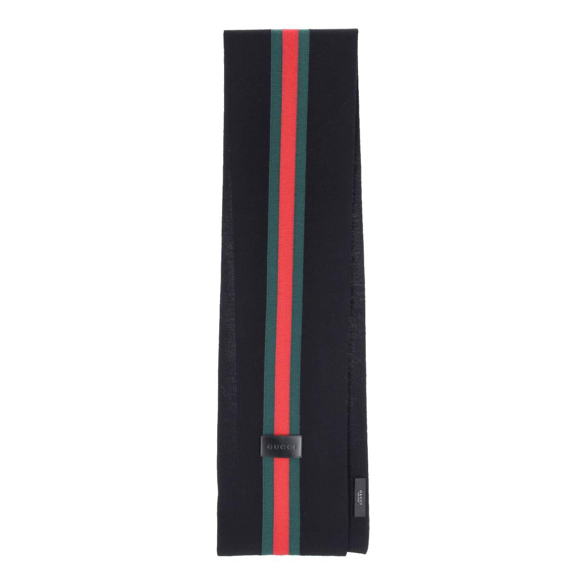 GUCCI Gray Wool Knit Scarf