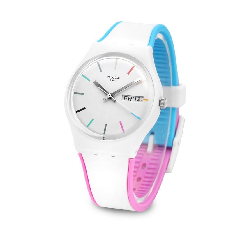 Swatch Unisex Edgyline Urethane Rubber Wrist Watch White GW708