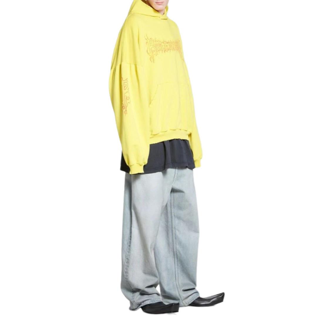 BALENCIAGA Yellow Dark Wave Oversize Hoodie Sweatshirt Men