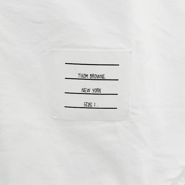 THOM BROWNE White Grosgrain Tricolor Placket Long Sleeve Shirt