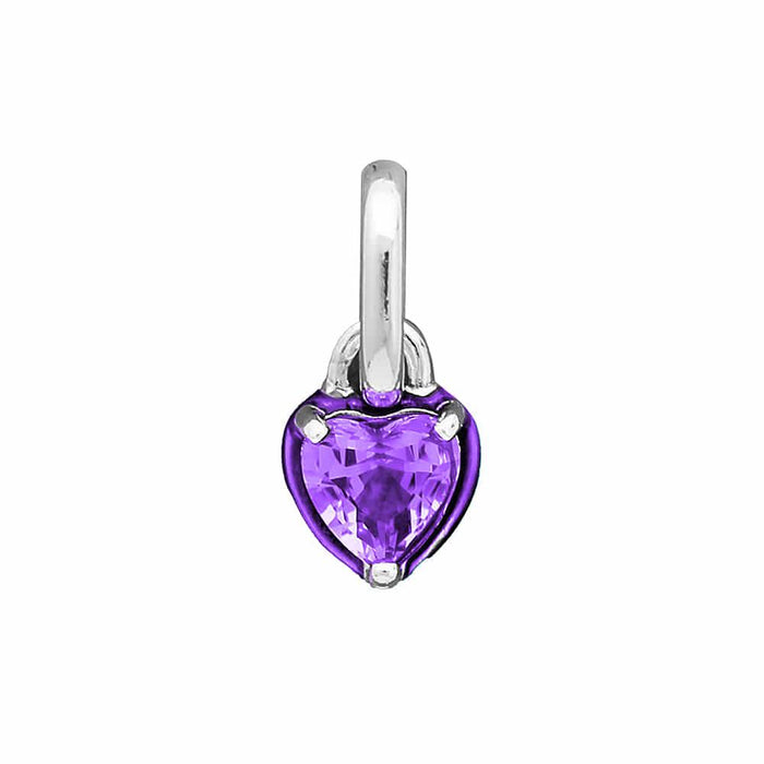 PANDORA Purple Chakra Heart Mini Pendant Dangle Silver Charm Bracelet 793042C04