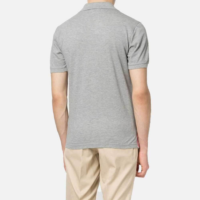 THOM BROWNE Short Sleeve Piqué Polo Shirt Men Grey