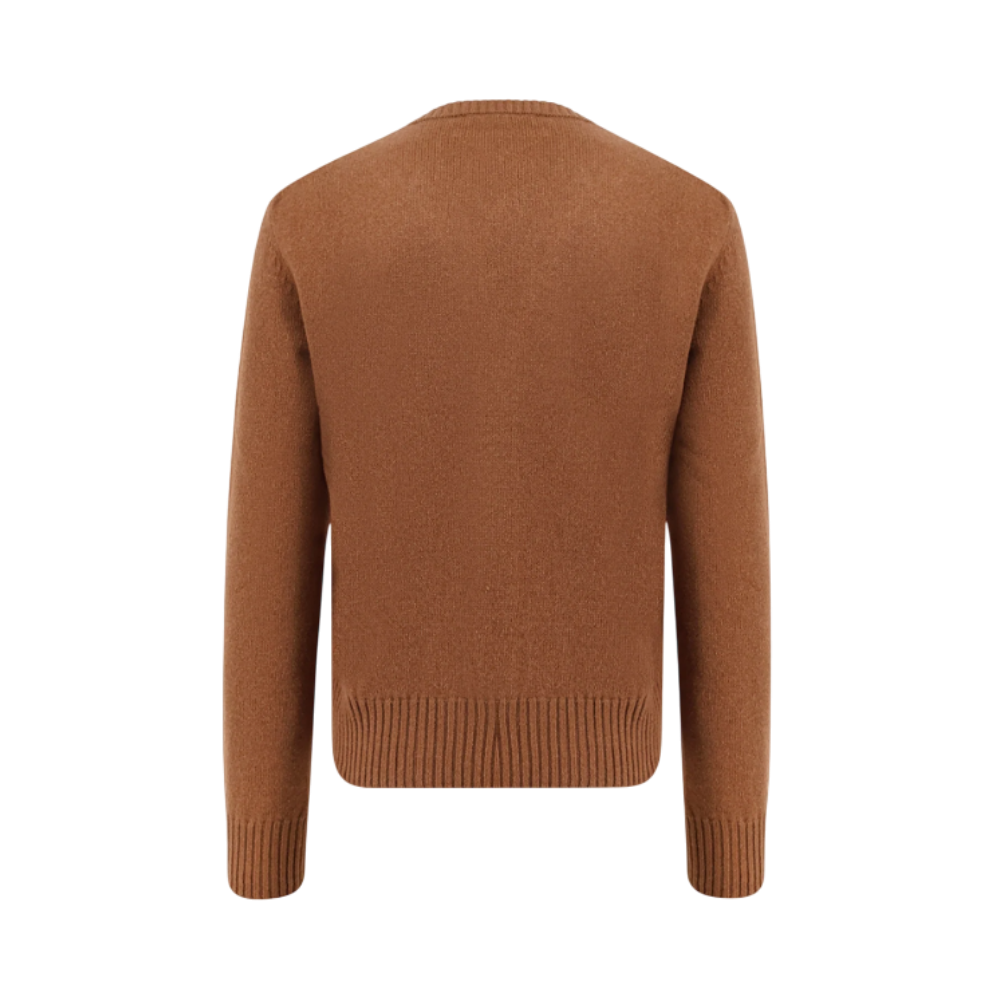 AMI Tonal Heart Logo Cashmere Wool Cardigan Men Brown HKC363 005 216