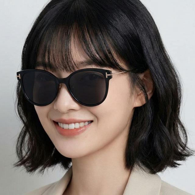 TOM FORD Black Round Acetate Oversized Asian Fit Sunglasses TF1142K 01A