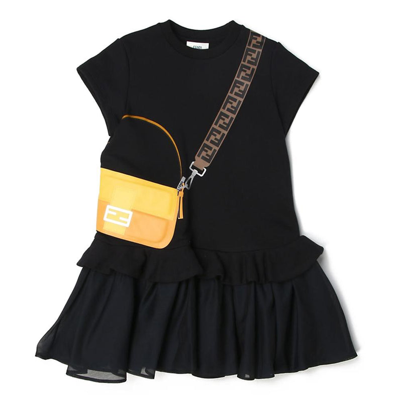 FENDI Kids Women’s Back Print Midi Dress