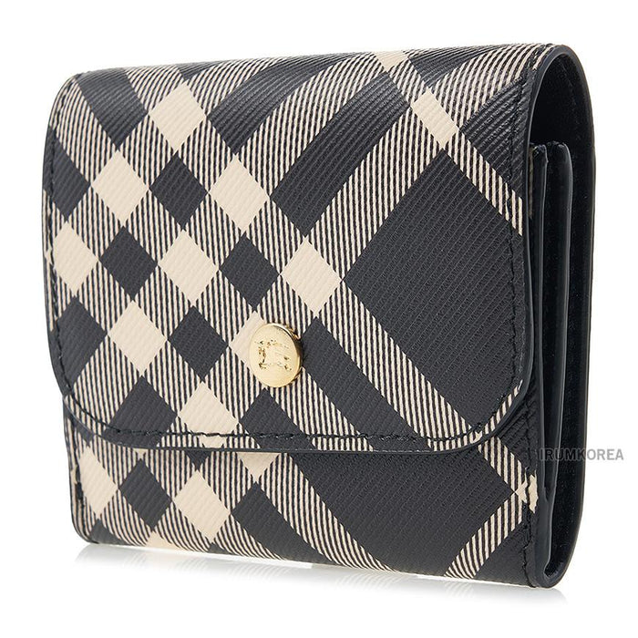 BURBERRY Women’s Check Coin Card Case Wallet Black