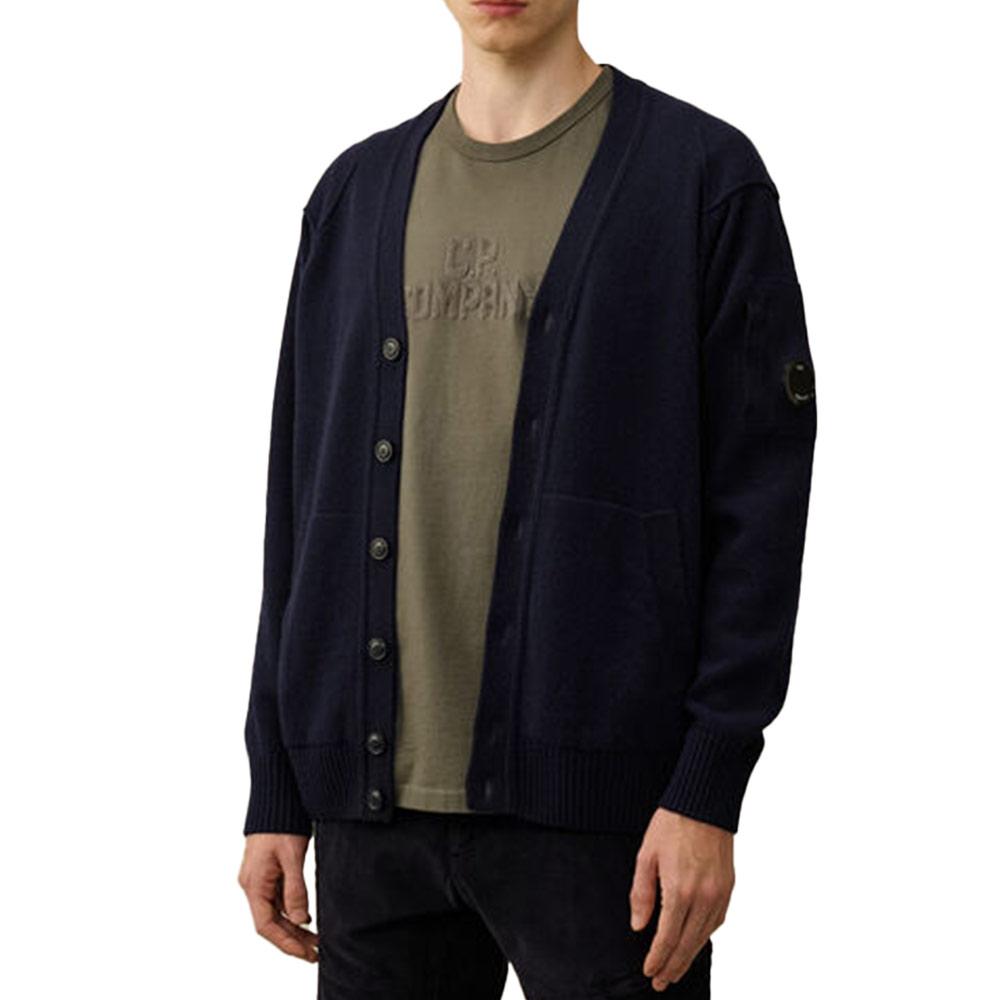 CP Company Lambswool GRS Knit Cardigan for Men Gray