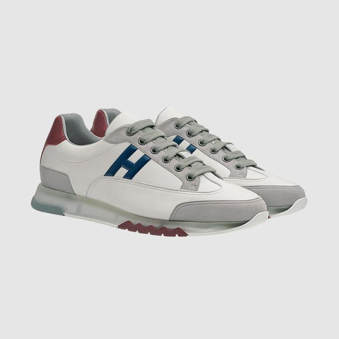 HERMES Trail Sneakers Calfskin Multicolor White Gray Low-Top Men