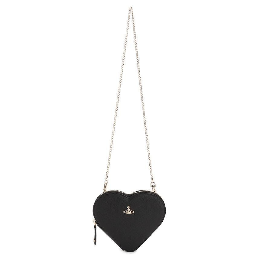 Vivienne Westwood Saffiano New Heart Chain Crossbody Bag fo 58010001W L001N N402