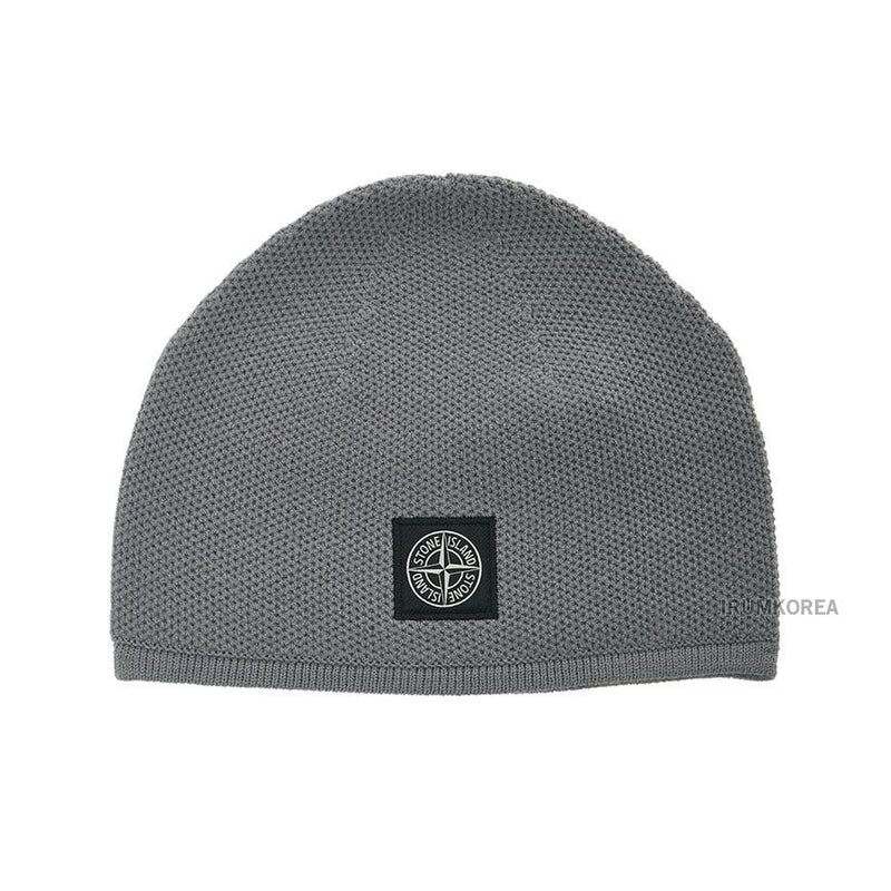 STONE ISLAND Unisex Stretch RWS Wool Beanie Cap Blue