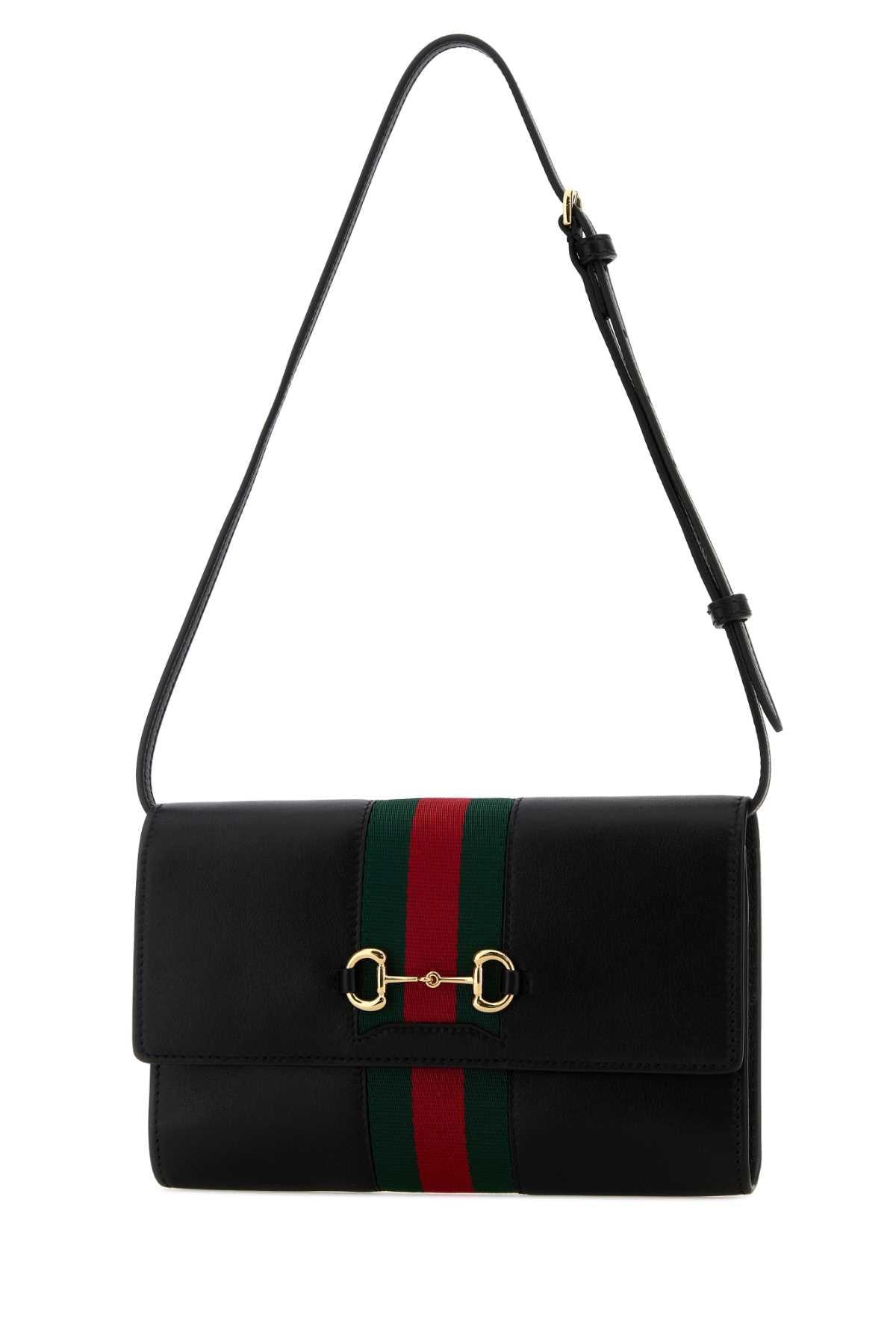 GUCCI Black Leather Shoulder Bag