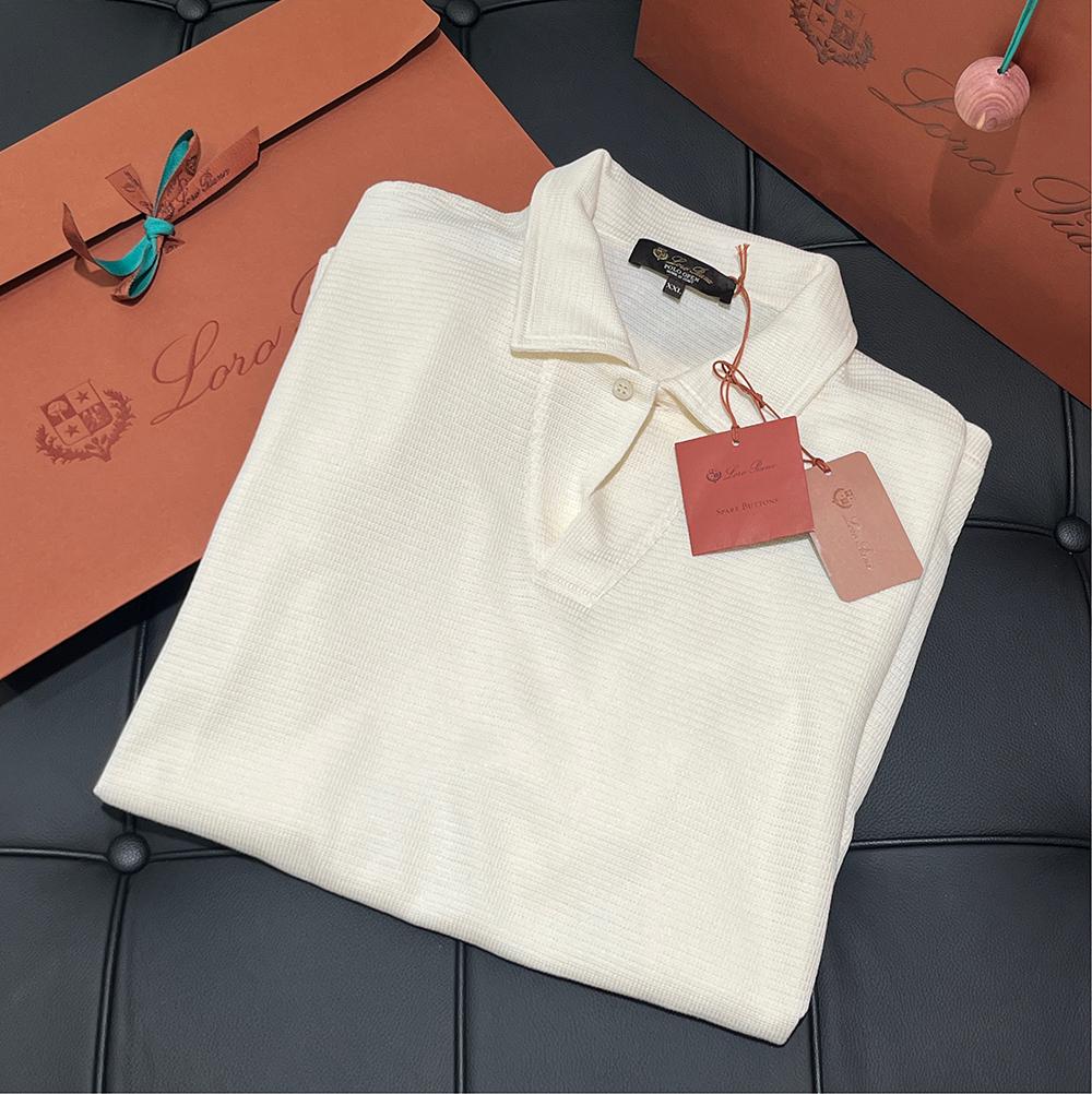 Loro Piana Perlé de Ope Cotton Polo Shirt Ivory Men’s