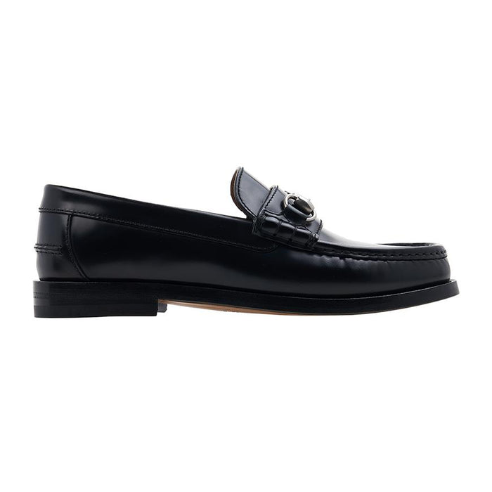 GUCCI Black Leather Horsebit Loafers Men's