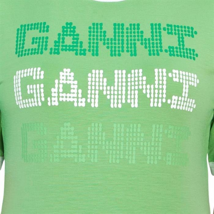 GANNI Slim Fit Logo Green Short Sleeve T-Shirt