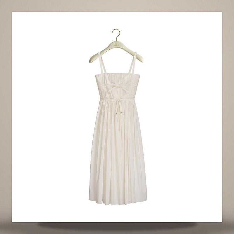 DIOR White Cotton Silk Taffeta Flare Midi Dress 641D04A3211 X0150