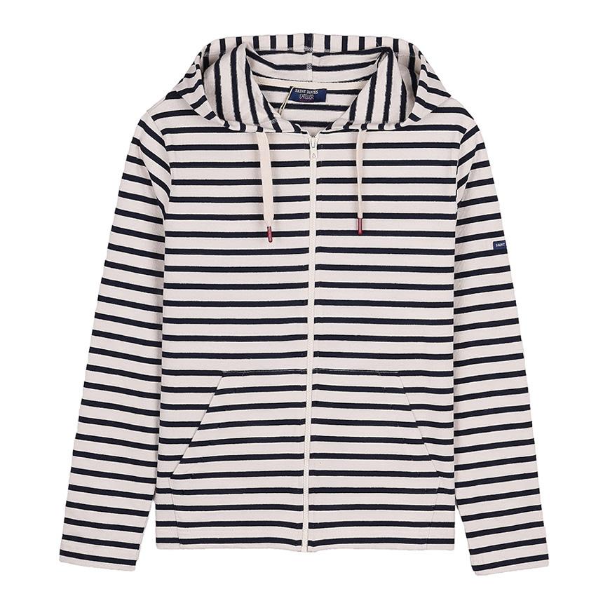 Saint James Ecru/Navy COLLEVILLE Zip-Up Hoodie for Women