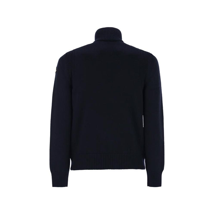 Moncler Logo Patch Knit Mix Down Jacket Navy
