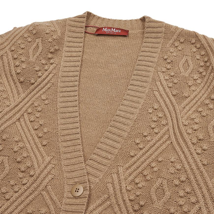 Max Mara Women’s V-Neck Cardigan Lella FW24 Beige Knit