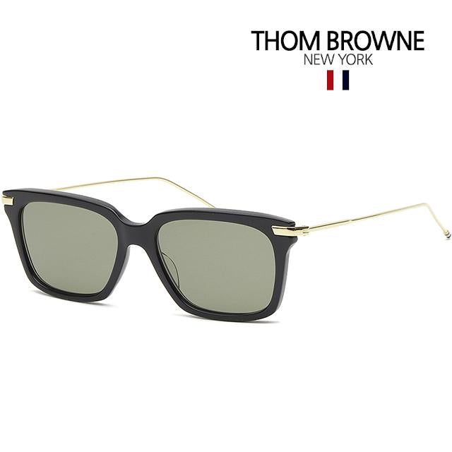 THOM BROWNE Black Acetate Green Lens Sunglasses Unisex