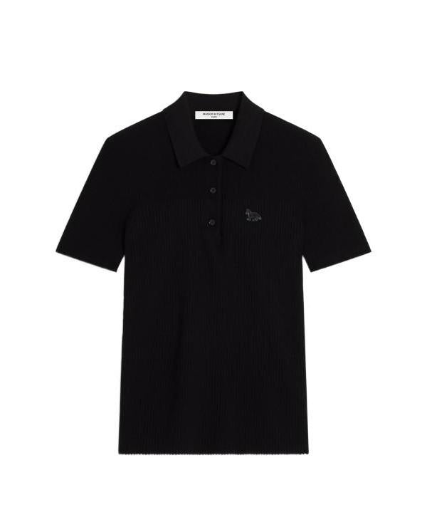 Maison Kitsune Baby Fox Pleats Rib Polo Tee White