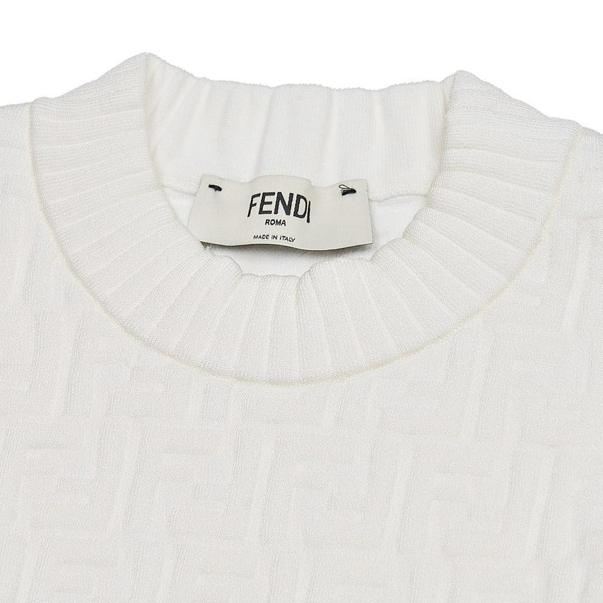 FENDI FF Logo Embossed Round Neck Knit Sweater Women’s FZX810 AJTE F0ZNM