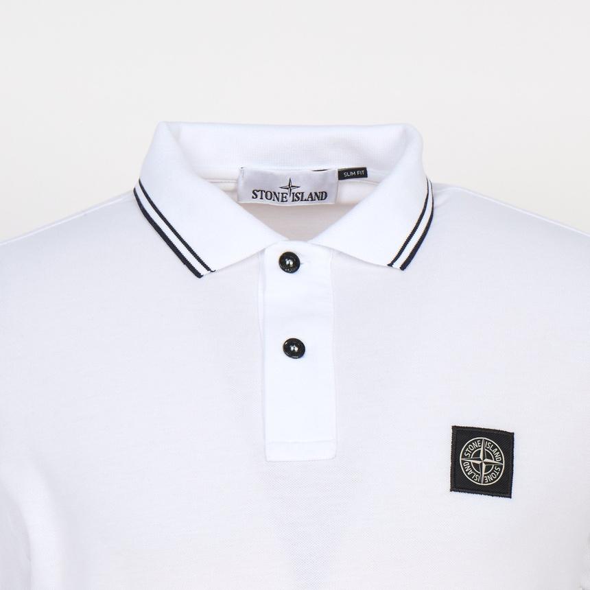 STONE ISLAND Men’s Long Sleeve Polo Shirt White Cotton