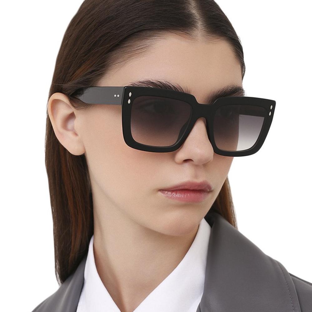 Isabel Marant Thick Acetate Square Sunglasses Unisex Black Fashion IM0005S 8079O