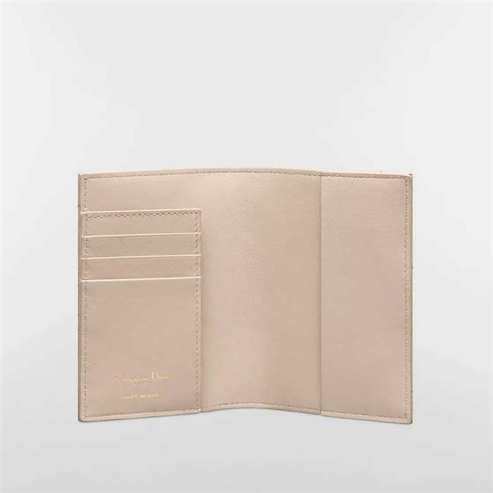 DIOR Miss Caro Leather Passport Holder Wallet Gray
