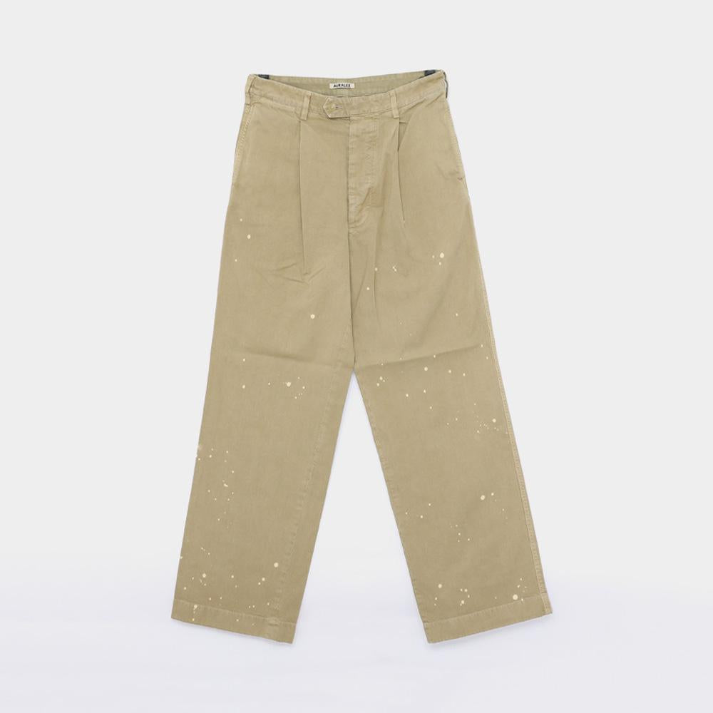 AURALEE Garment-Dyed Light Chino Pleated Wide-Leg Men's Pants A26SP02LF BEIGE