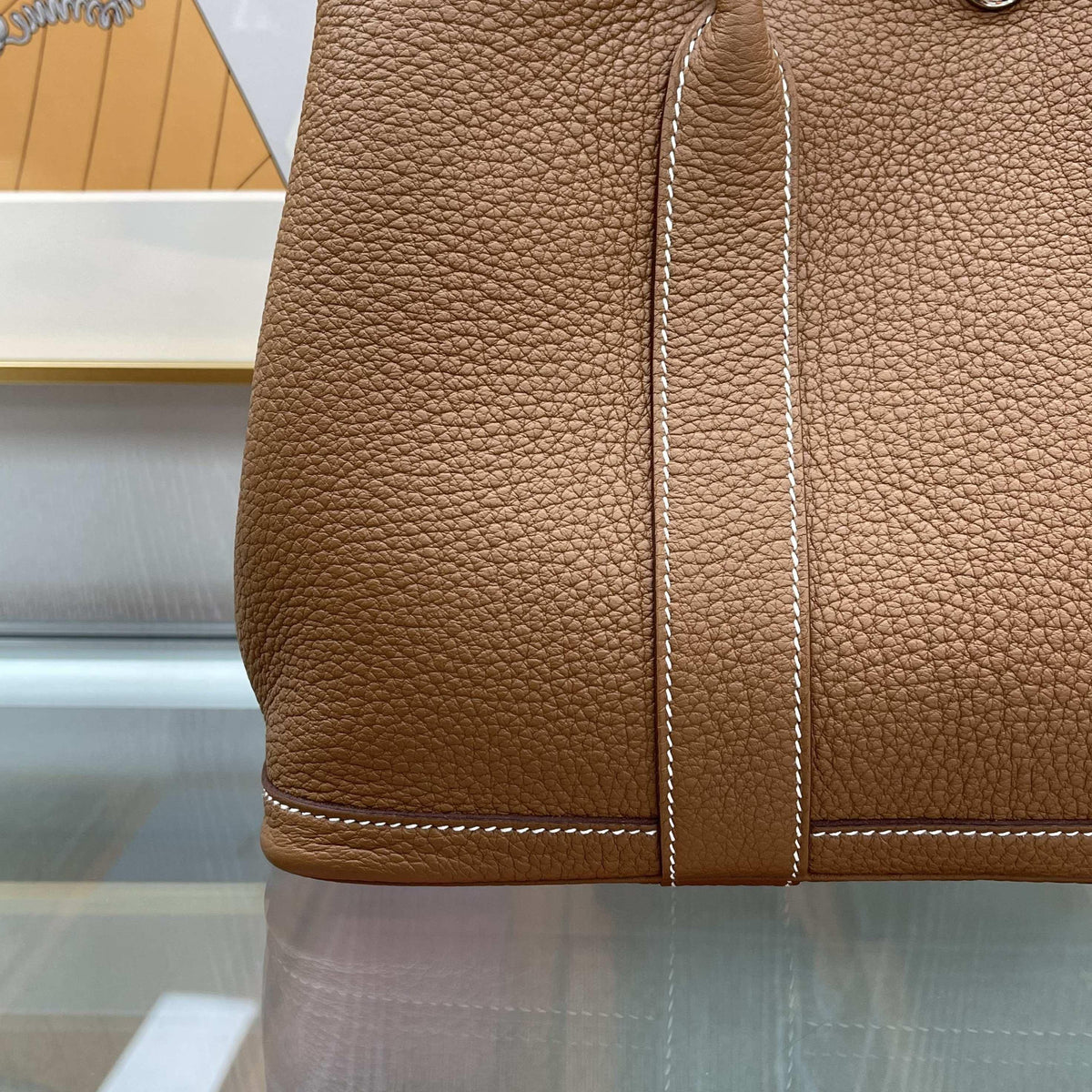 HERMES Gold Garden Party 30 Leather Tote Bag 051568