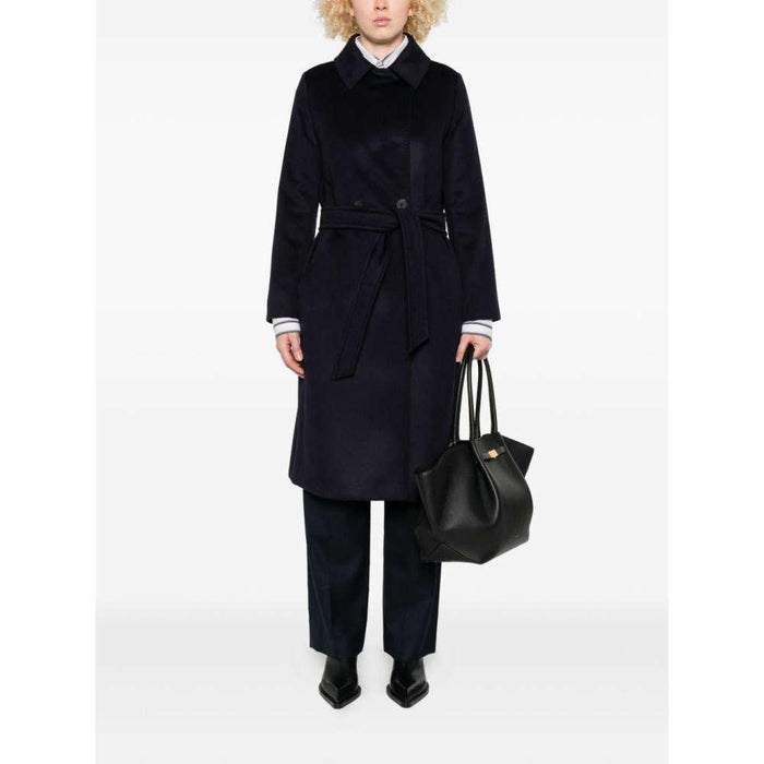 Max Mara Studio Navy Wool Blend Long Coat for Women 252 601605 1600 010