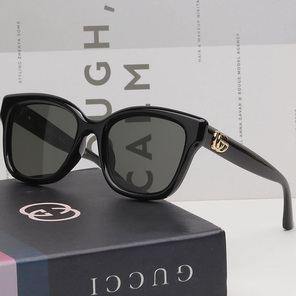 GUCCI Black Acetate Square Logo Sunglasses Asian Fit Unisex