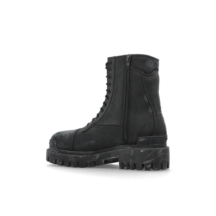 BALENCIAGA Combat Strike Leather Chelsea Boots Black Men