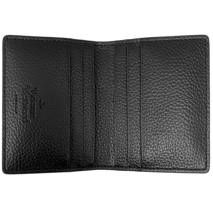 Vivienne Westwood Black Leather Card Holder with Silver Orb Logo