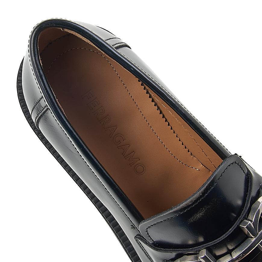 Ferragamo Gancini Ornament Leather Loafers Brown Men’s 0758380 1