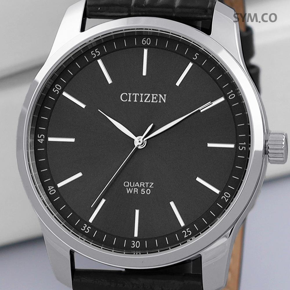 CITIZEN Simple Round Quartz Analog Classic Charcoal Men’s Leather Wat BH5001 05H