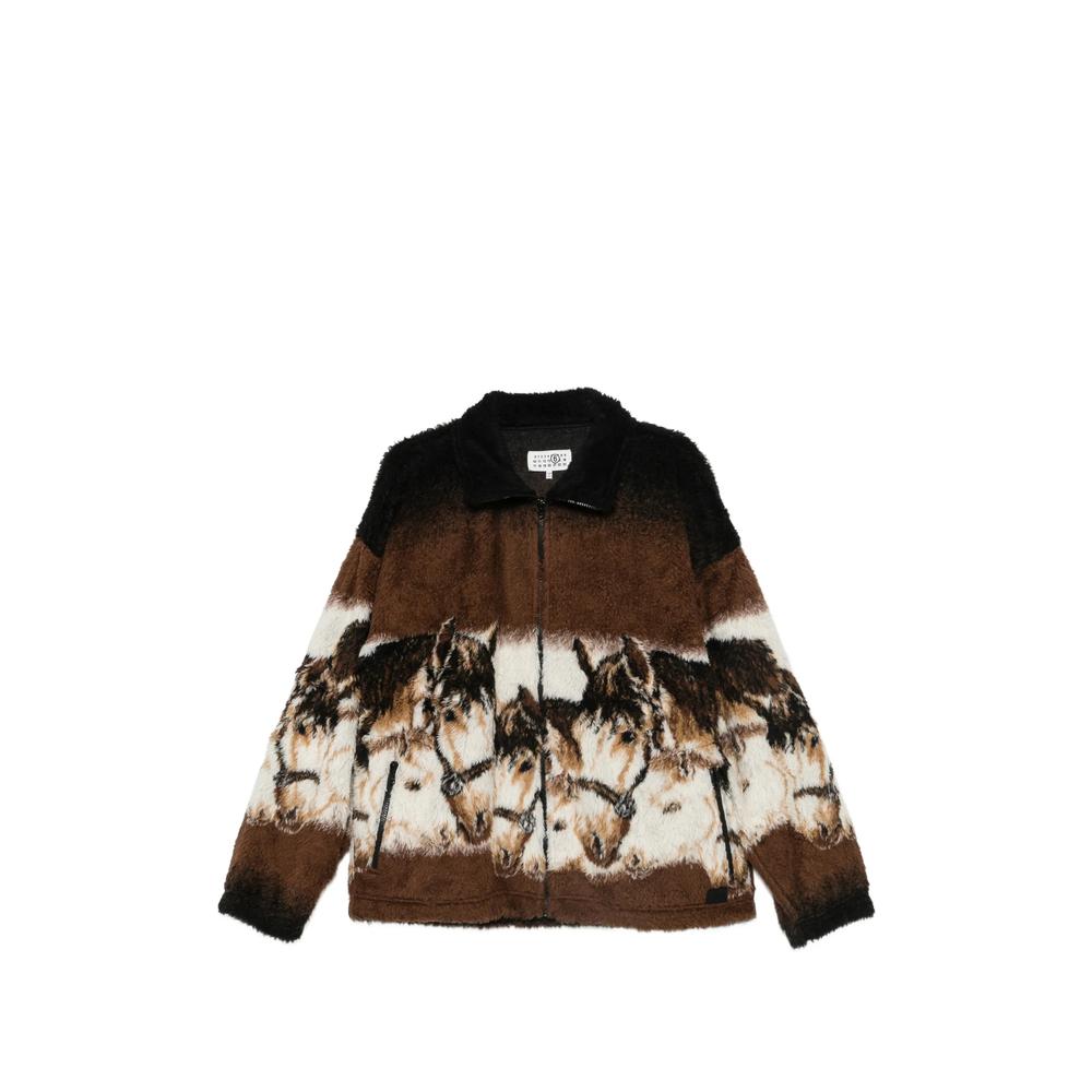 Maison Margiela Black Wool Zip-Up Knit Jacket for Men