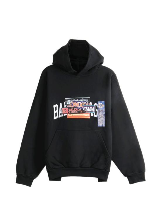 BALENCIAGA Bumper Sticker Medium Fit Hoodie Black