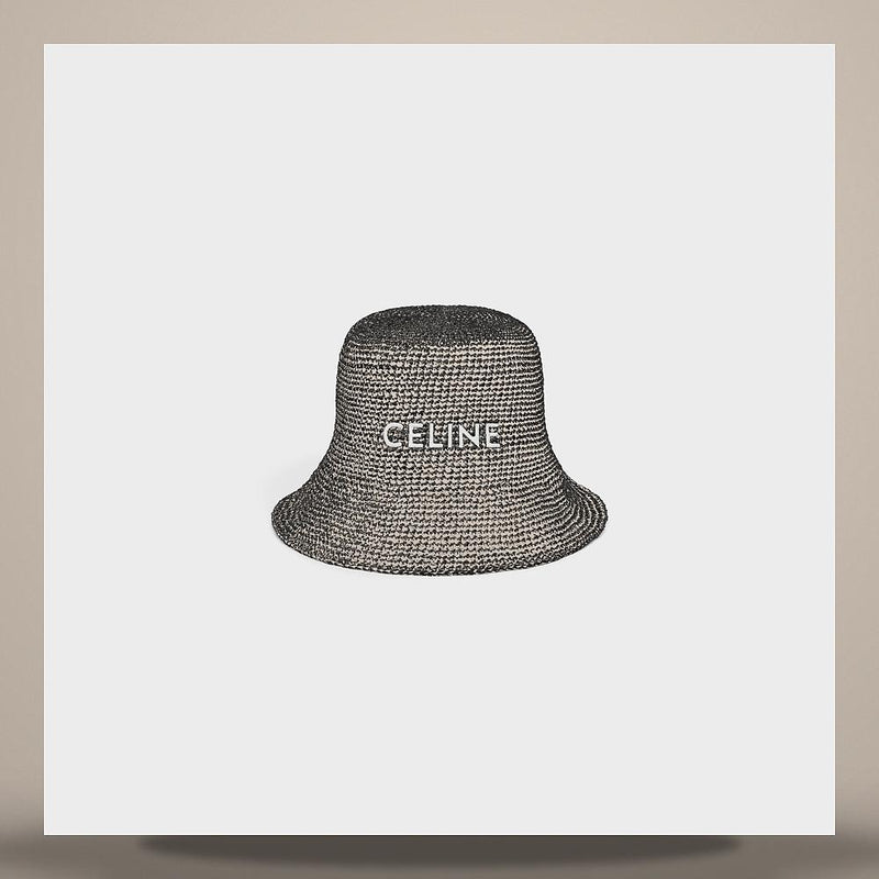CELINE Black Raffia Bucket Hat AA0IW3L88 38NO