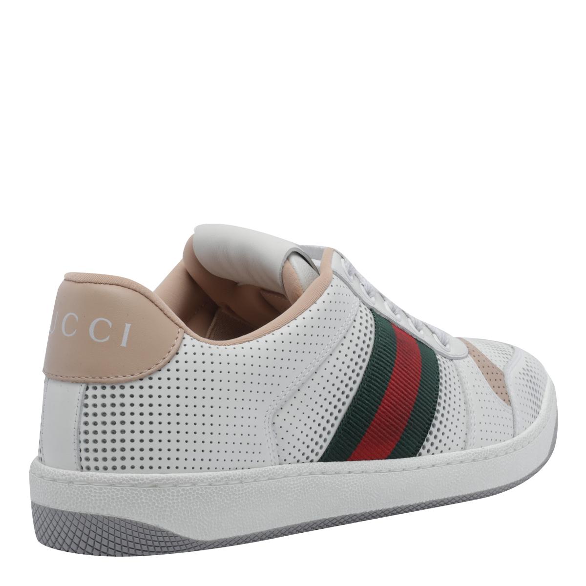 GUCCI White Leather Low-Top Sneakers