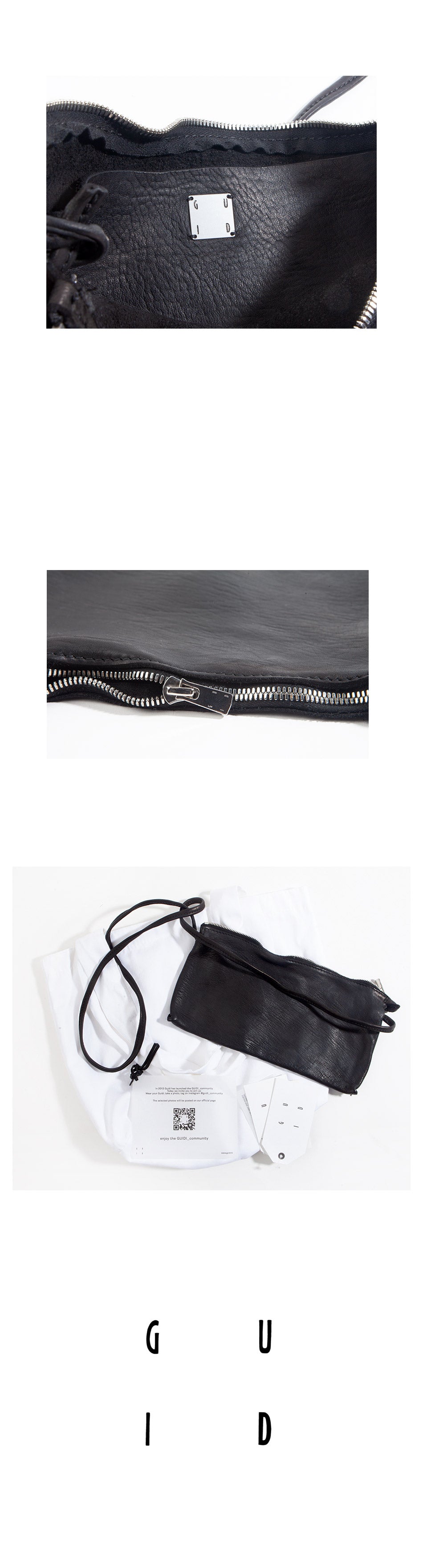 GUIDI Soft Horse Leather Shoulder Crossbody Bag 28X16 CLT01 BLACK