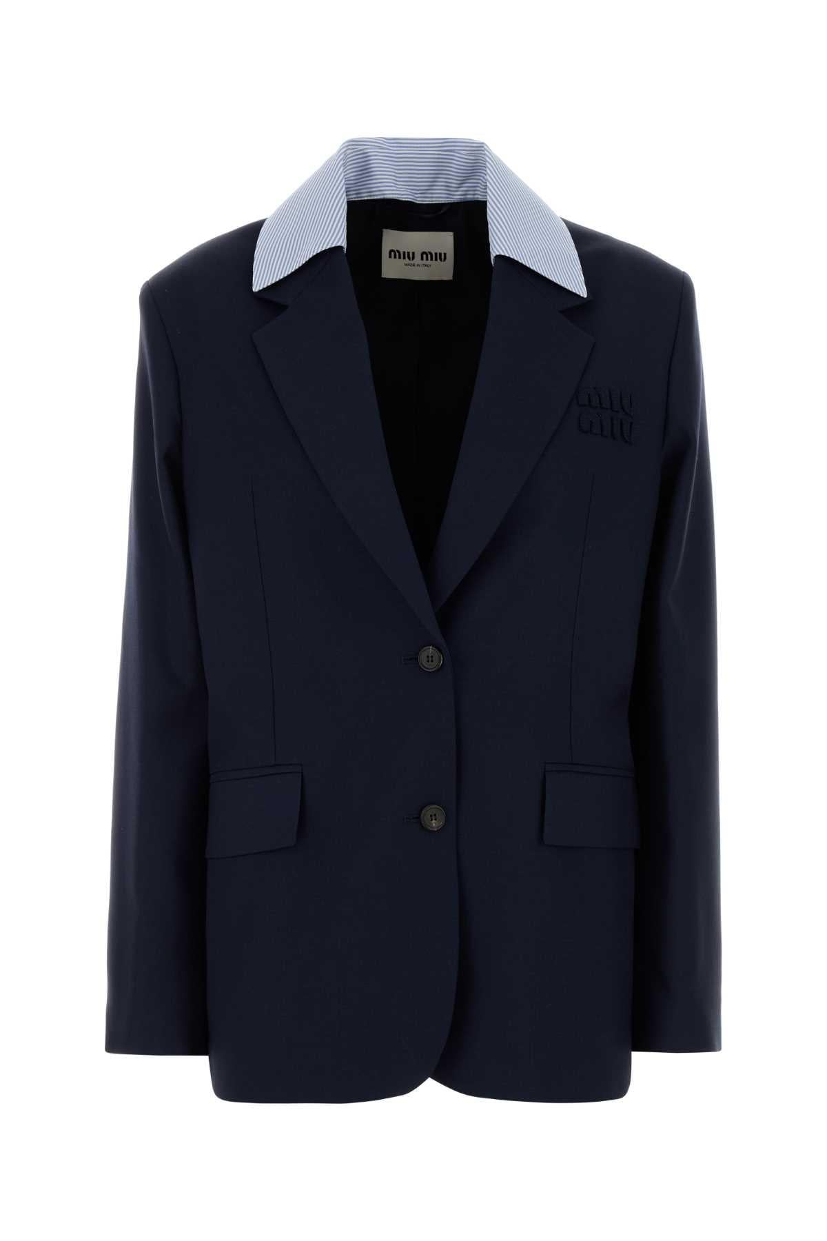 Miu Miu Black Wool Blend Single-Breasted Blazer Jacket