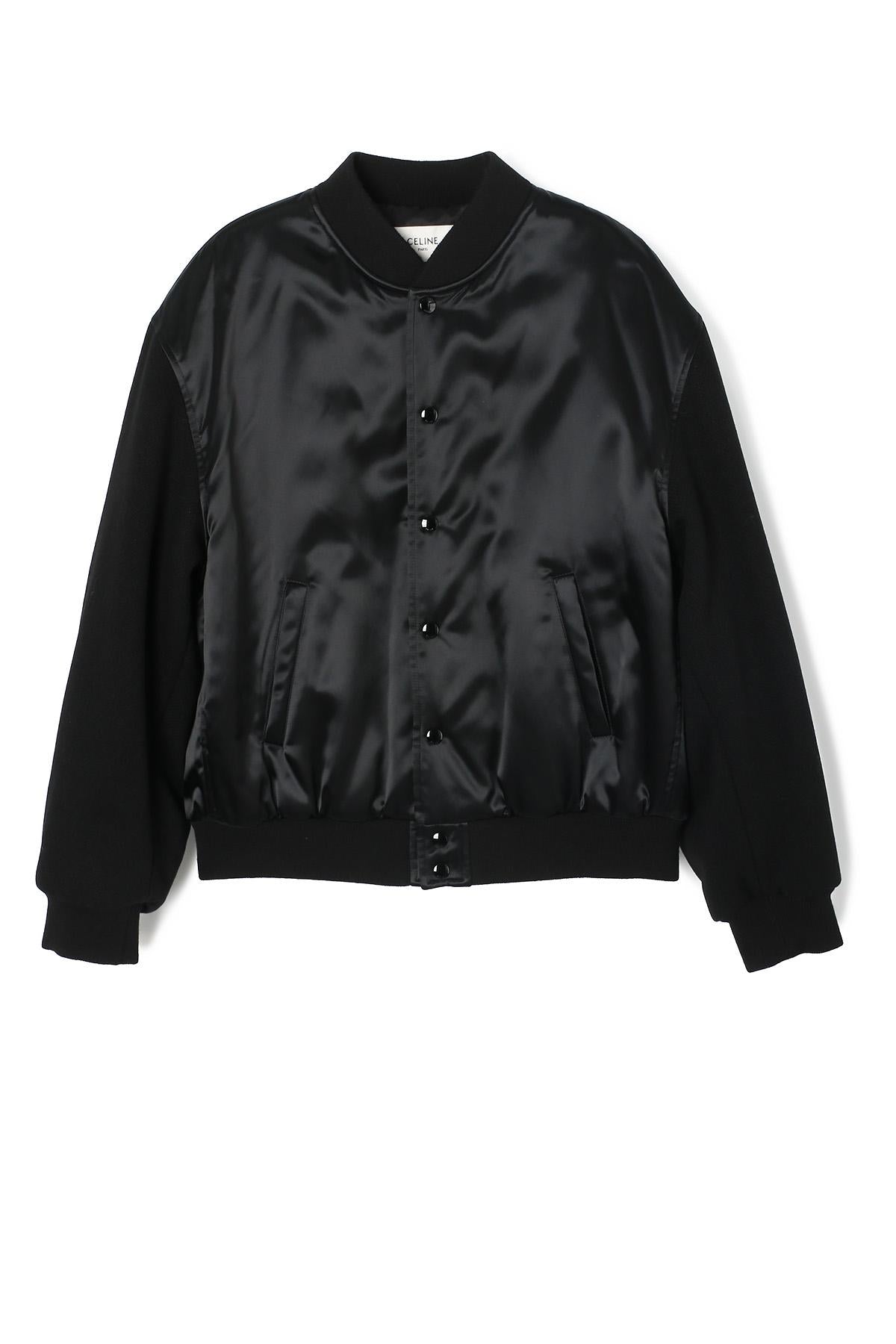 CELINE Men's Boy Doll Satin Nylon Teddy Bomber Jacket Black 2W750048S 38NO