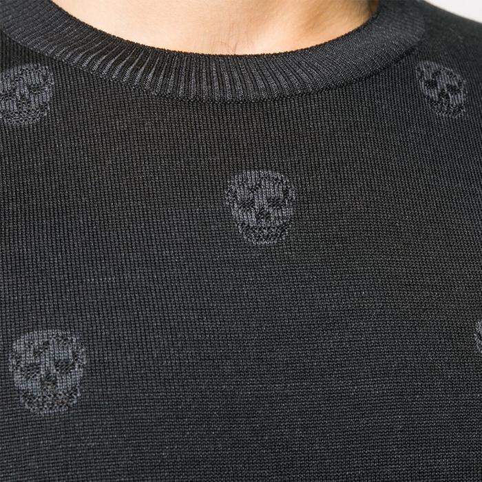 Alexander Mcqueen Skull Embroidered Wool Crewneck Sweater Men’s Black